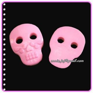 15 Large Skull Plastic Halloween Sew Buttons Pink K235