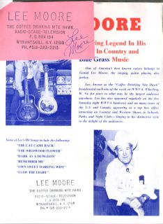 Bluegrass singer Lee Moore SIGNED card & promo release & business card 