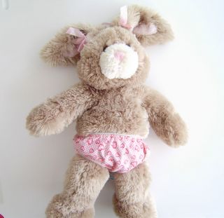 Build a Bear BUNNY Tan Pink Soft Plush Wired Ears I Love You Undies 