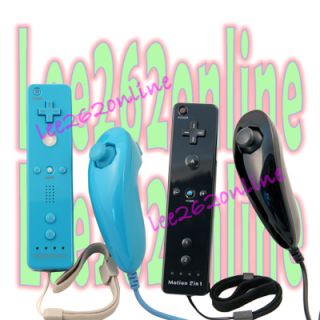 Blue Black Built in Motion Plus Remote Nunchuck Controller for 