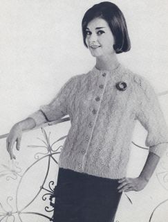   Knitting PATTERN to make 1950s Knitted Mohair Cable Cardigan Sweater
