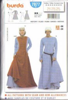 Burda Sewing Pattern Historical Reenactment Dress Costume Misses w 
