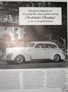  Vintage 1940 Studebaker President Advertisement