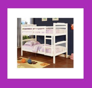 Elise Bunk Bed White Wood Bunkbeds Converts Into Two Twin Beds Brand 