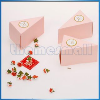 Wedding Favor Box Pink Ribbon Cake Slice Boxes Baby Shower w/ Cute 