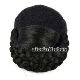New Women Clip in Hairpiece Clip in Hair Bun Ponytail Scrunchie Brown 
