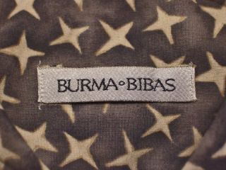 Burma Bibas Mens Large Taupe Blue Ivory Stars Pattern Cotton Casual 
