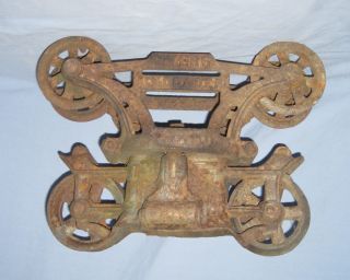 Old Antique Myers Hay Trolley Cast Iron Ornate Barn Carrier Hardware 