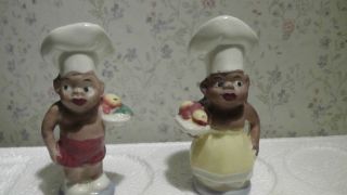 Pair of Black Americana Salt and Pepper Shakers Black Chefs