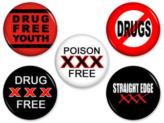 Straight Edge Anti Drug Pins Hardcore Buttons Badges