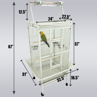   Bird Large White Cockatiel Parakeet Finch Cage Playtop Gym Perch Stand