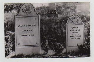Real Photo Postcard Calvin Coolidge Son Grave Stone