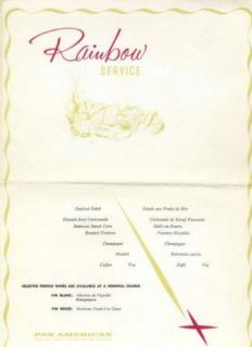 pan am rainbow service menu 1965 corsica france