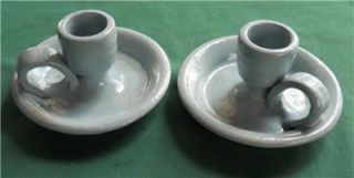 Bybee Pottery Kentucky Powder Blue Candle Holders Set 2