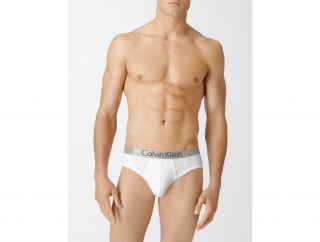 Calvin Klein Underwear Mens Metallic Chrome Cotton Logo Hip Brief 