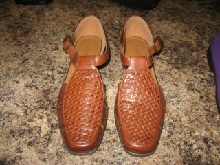 Womens Cabin Creek Brown Leather Buckle Strap Shoes 9 Medium NEW 