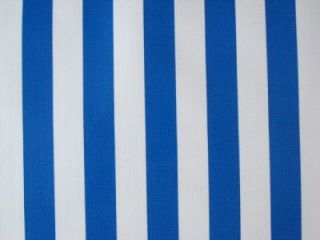 Royal Blue Cabana Stripe Vinyl Oilcloth Sew Fabric BTY
