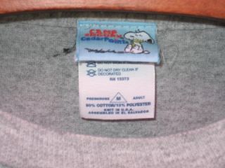 Flying Ace Brand Camp Snoopy Cedar Point Sandusky Oh T Tee Shirt Gray 