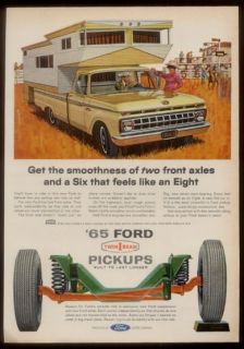 1965 Tan Ford Pickup Truck w camper Shell Vintage Print Ad