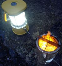 COMBO DEAL Wood gas Camp Stove XL Solar lantern woodgas camping LED 