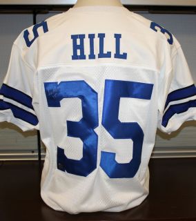 CALVIN HILL Autographed Dallas Cowboys White Jersey Authenticated by 
