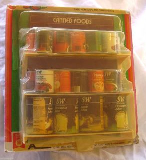    SUPER MARKET MINI CANNED FOODS NEW in PACKAGE 14 CHILD PLAY FOOD CAN