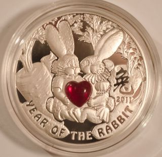 Year of the Rabbit   Bunnies Chinese Calendar Proof Silver Coin 2010 $ 