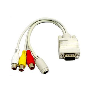 TV AV Out Converter Cable Adapter VGA to s Video 3RCA
