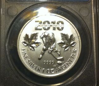 2010 Canada Hockey ANACS MS70 Olympics Silver Maple Leaf 1 Oz 
