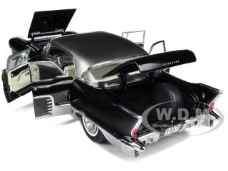 1957 Cadillac Brougham Ebony Black 1 18 Diecast Car Model by Sunstar 