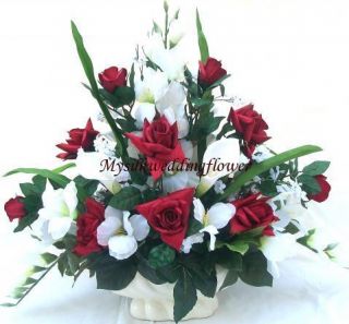   Roses and Calla Lily Silk Flower Floral Arrangement Centerpiece
