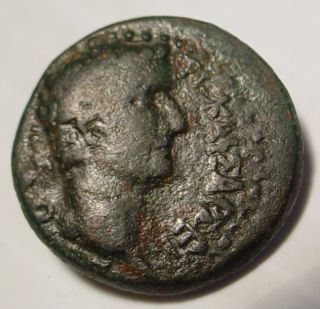 Ancient 42BC RARE Augustus Tiberius as Caesar Thessalonica Roman Coin 