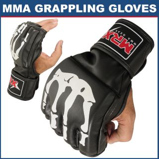 Grappling MMA Gloves Cage Fight Artificial Leather Black Small