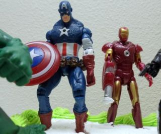 Avengers Birthday Cake Topper w Hulk, Captain America, Iron Man, Thor 