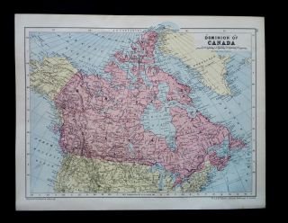 C1880 Canada Antique Color Map Railroads Submarine Telegraph Cable 