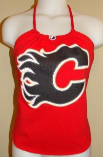 Womens Calgary Flames NHL Hockey Shirt Halter Top DIY