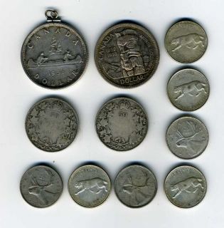 Canada Silver Mixed Coin Lot $ 4 75 Face Value 