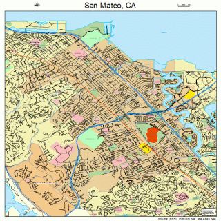 San Mateo California Street Road Map CA Atlas Poster