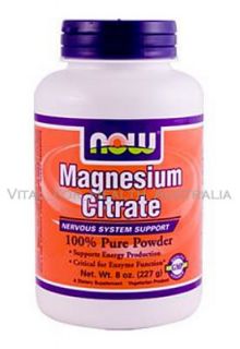 now foods magnesium citrate 100 % pure powder net wt 227 gm 8oz