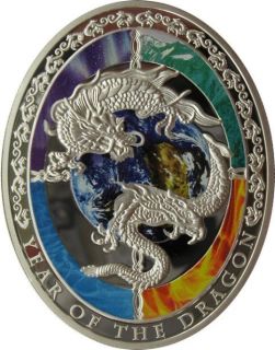Lunar Calendar Chinese Dragon 1$ Niue Islands 2012 Silver Coin