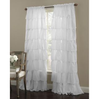 Gypsy Crushed Sheer 1 Panel Ruffled Fabric Polyester Curtains White 