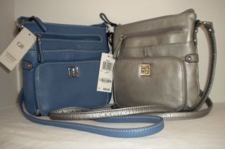 Giani Bernini Handbag Pebble Leather Crossbody Pewter or Indigo Blue 