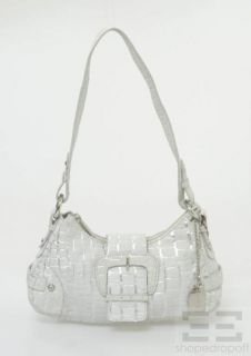 Smith Canova White Silver Croc Embossed Buckle Shoulder Bag New