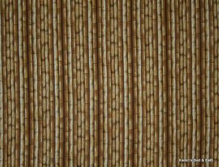 Bamboo All Over Cane Poles Safari Jungle Theme Gold Brown Curtain 