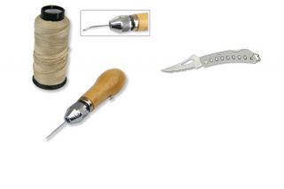 Sewing Awl Kit Hand Stitch Sails Leather Canvas Repair Free Knife 