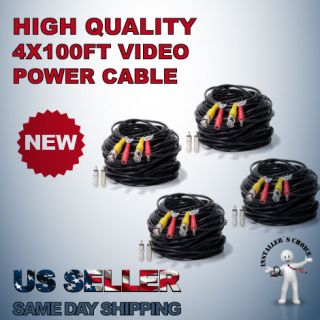 4x100ft CCTV Security Camera Cable Surveillance Wire Cord BNC Video 