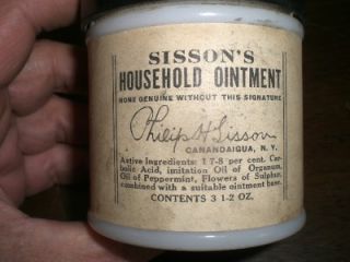 Vtg Sissons Household Ointment Canandaigua NY Full Jar