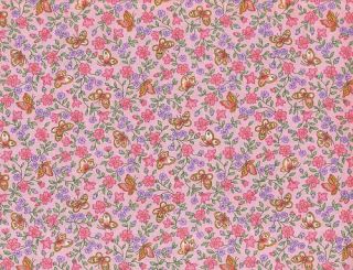 Quilt Quilting Fabric Calico Butterfly Floral Pink Purple Green Cotton 