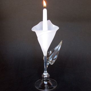 Calla Lily Wedding Taper Candle Holder Glass Crystal