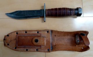 Camillus Pilot Survival Knife 9 3 4 Marked 3 1985 Sawback Leather 